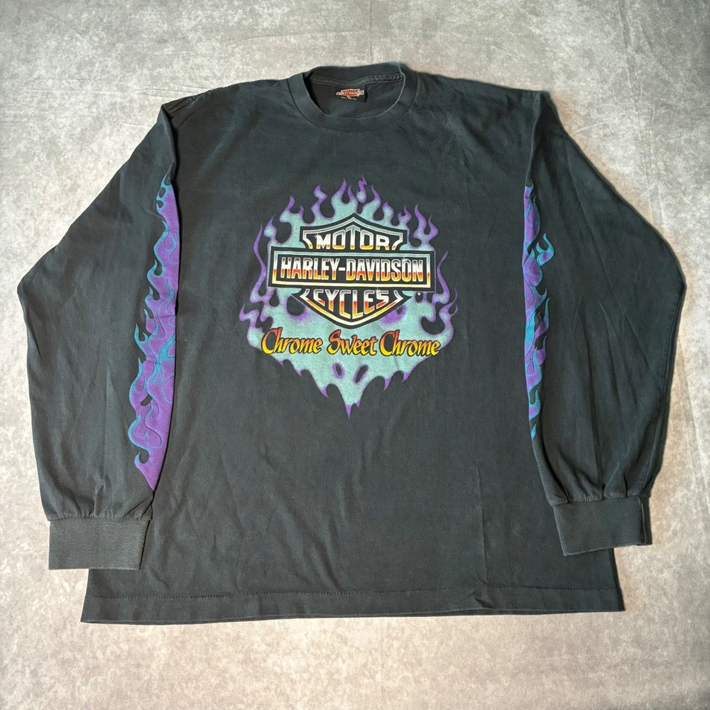 Modern Reprint Harley Davidson Chrome Sweet Chrome  Mens XL Long Sleeve T-Shirt